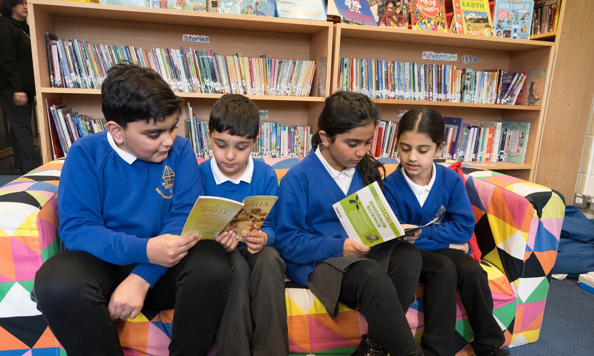 Victoria Primary School Students Reading in the Library